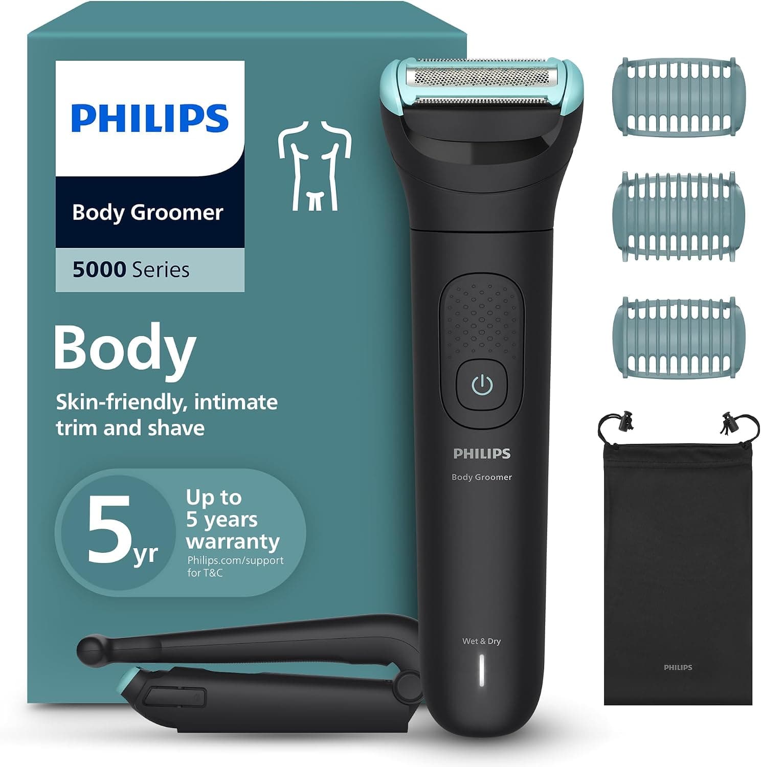 ماشین اصلاح بدن مردانه PHILIPS ضدآب با سری پشت و شانههای 2/3/5 mm مدل BG5480/15 ماشین اصلاح بدن مردانه PHILIPS ضدآب با سری پشت و شانههای 2/3/5 mm مدل BG5480/15