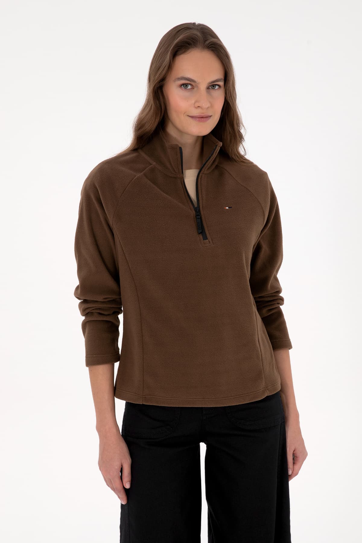 سویشرت پلار زنانه U.S. Polo Assn. قهوهای زیپدار یقه ایستاده مدل 50316714-VR029 سویشرت پلار زنانه U.S. Polo Assn. قهوهای زیپدار یقه ایستاده مدل 50316714-VR029