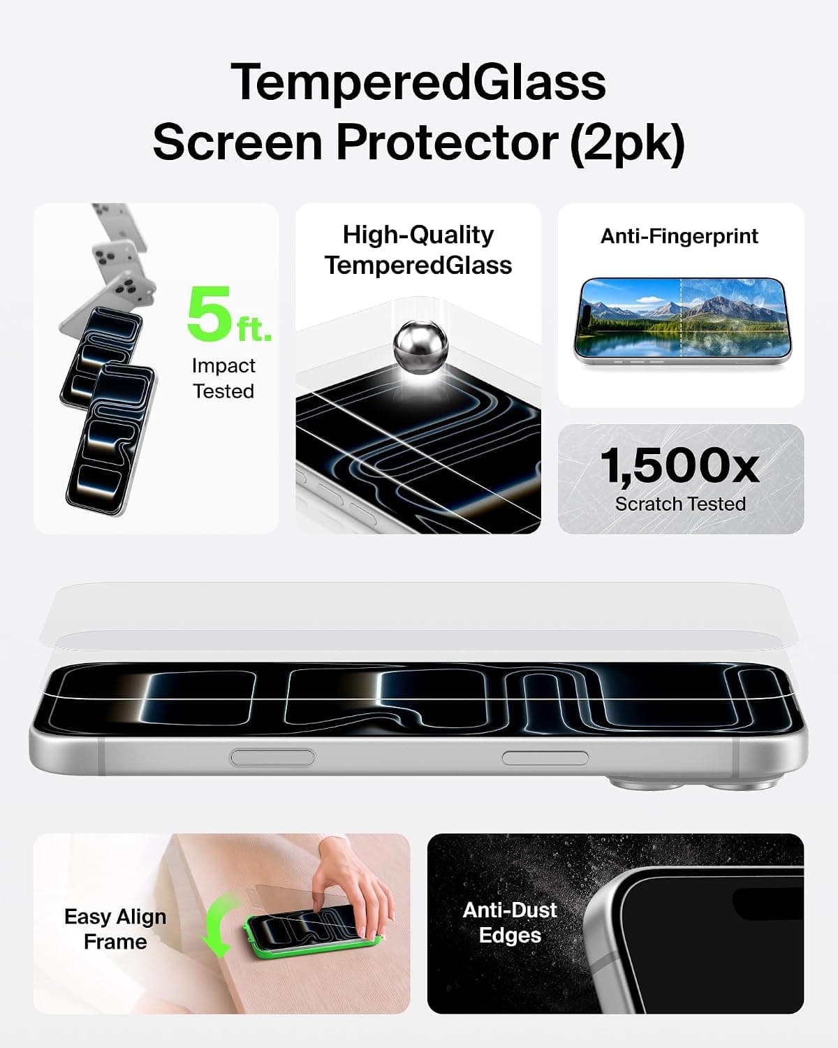 محافظ صفحه Belkin شیشه تمپرد iPhone 18 Pro / 17 Pro 2 عددی محافظ صفحه Belkin شیشه تمپرد iPhone 18 Pro / 17 Pro 2 عددی