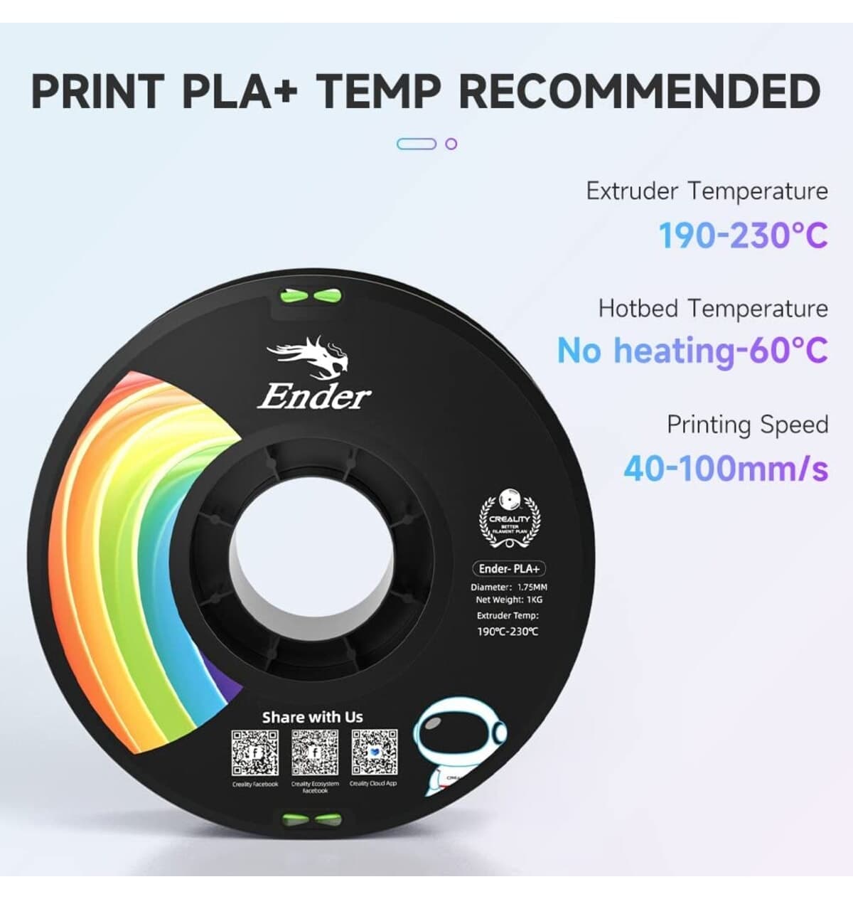 فیلامنت پرینتر سه بعدی Creality Ender PLA+ سبز سیبی 1.75mm 1kg فیلامنت پرینتر سه بعدی Creality Ender PLA+ سبز سیبی 1.75mm 1kg