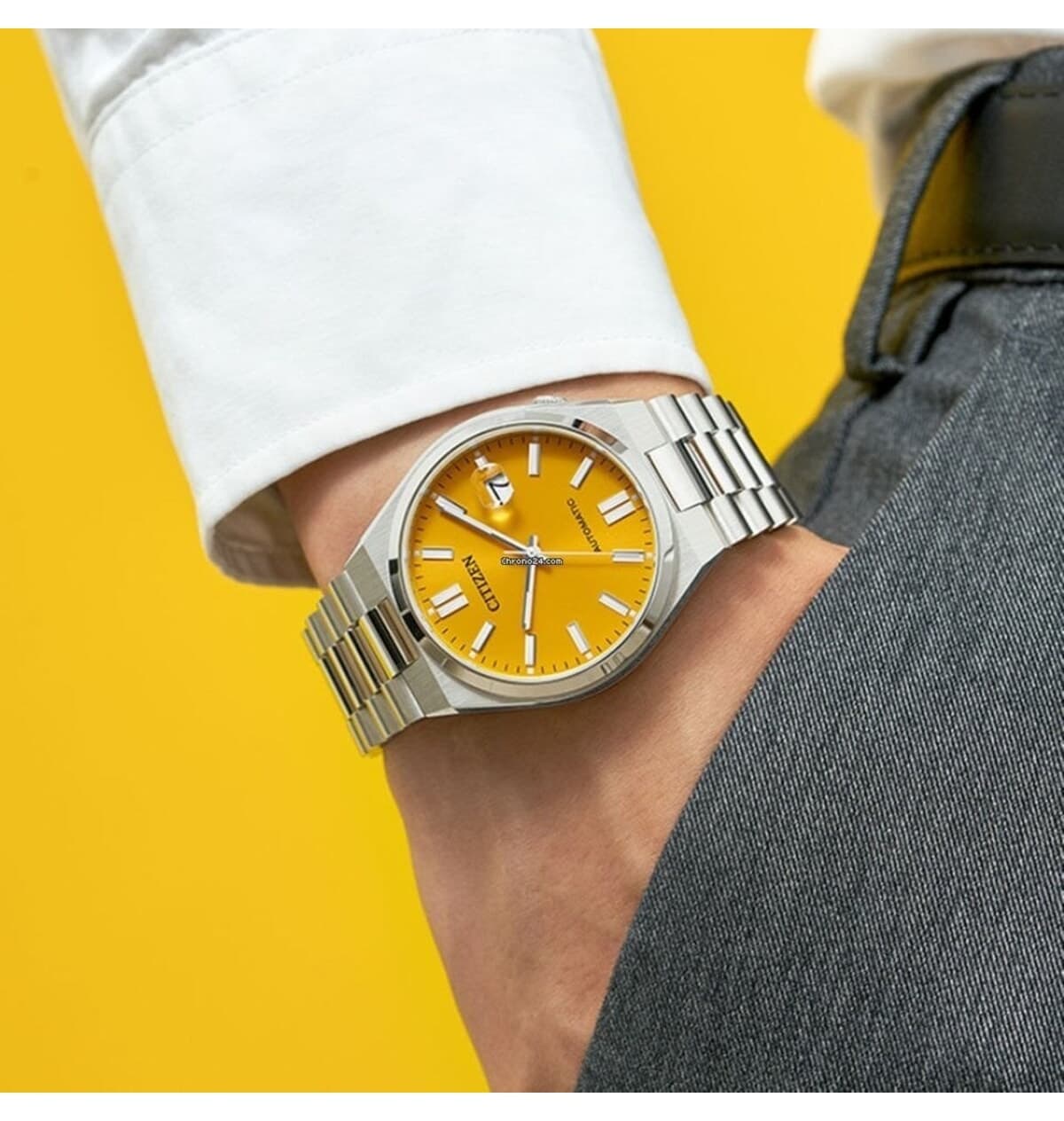 ساعت مچی مردانه Citizen اتوماتیک فولادی صفحه زرد 40 mm مدل Tsuyosa NJ0150-81Z ساعت مچی مردانه Citizen اتوماتیک فولادی صفحه زرد 40 mm مدل Tsuyosa NJ0150-81Z