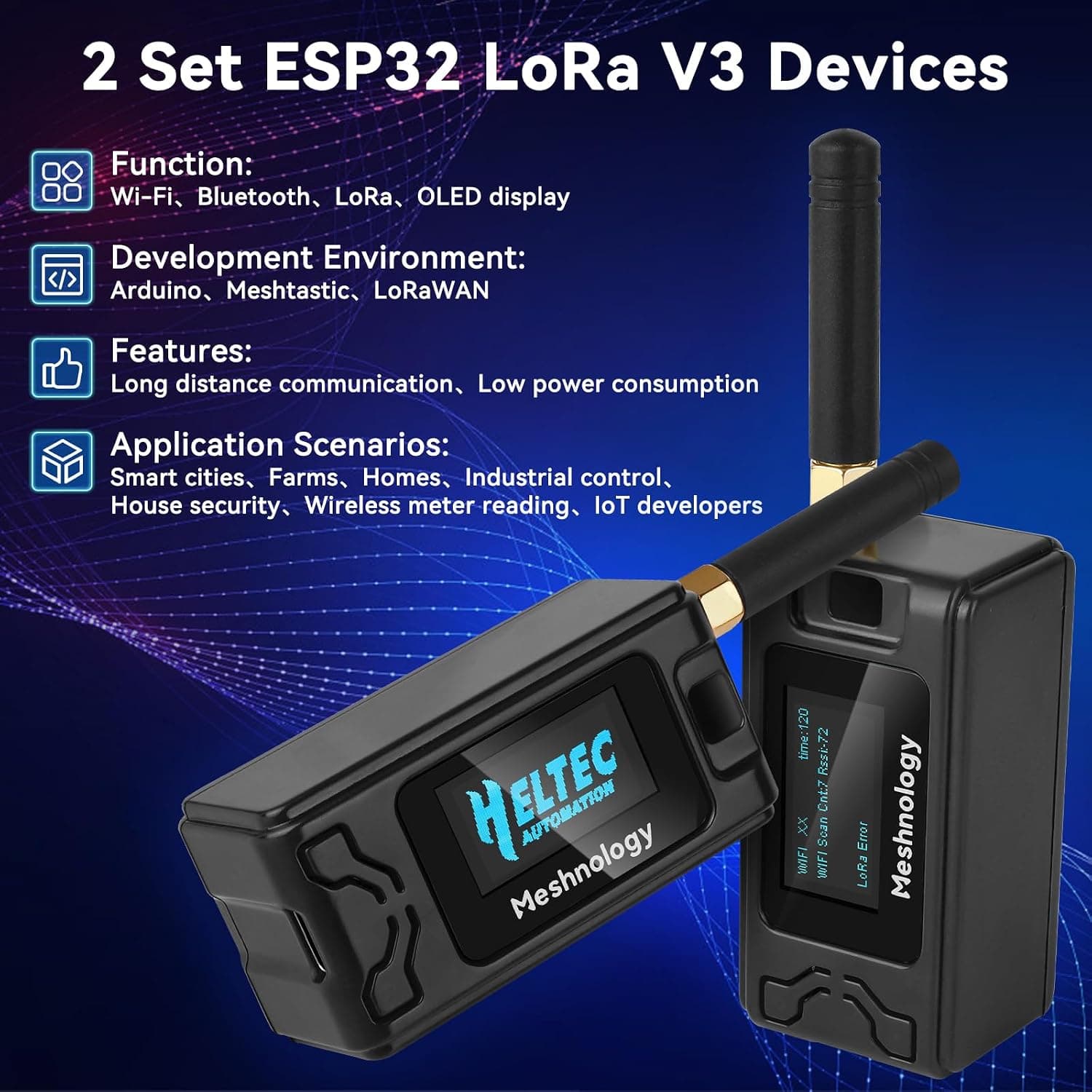 برد ESP32 LoRa V3 Meshnology با باتری 1100mAh مدل N30 مشکی برد ESP32 LoRa V3 Meshnology با باتری 1100mAh مدل N30 مشکی
