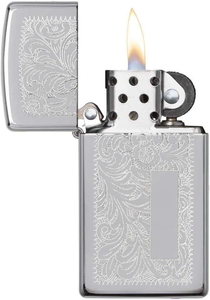 فندک Zippo مدل 1652 نقرهای ونیزی کرومدار فندک Zippo مدل 1652 نقرهای ونیزی کرومدار