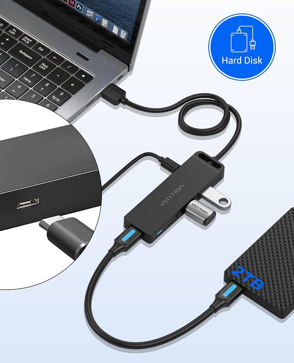 هاب USB 3.0 فوق نازک VENTION پشتیبانی شارژ ۴ پورت ۱ متری هاب USB 3.0 فوق نازک VENTION پشتیبانی شارژ ۴ پورت ۱ متری