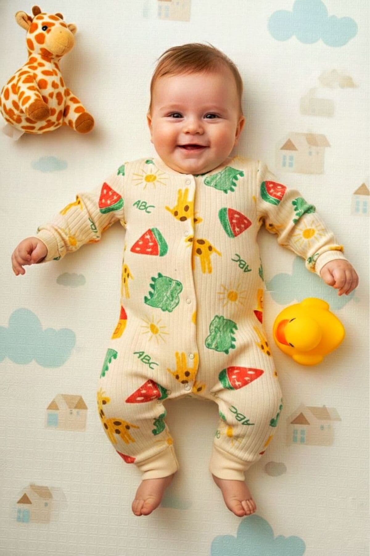 سرهمی نوزادی yukobaby نخی بدون مچ طرح زرافه مناسب 3-6-9 ماه مدل YK585 سرهمی نوزادی yukobaby نخی بدون مچ طرح زرافه مناسب 3-6-9 ماه مدل YK585