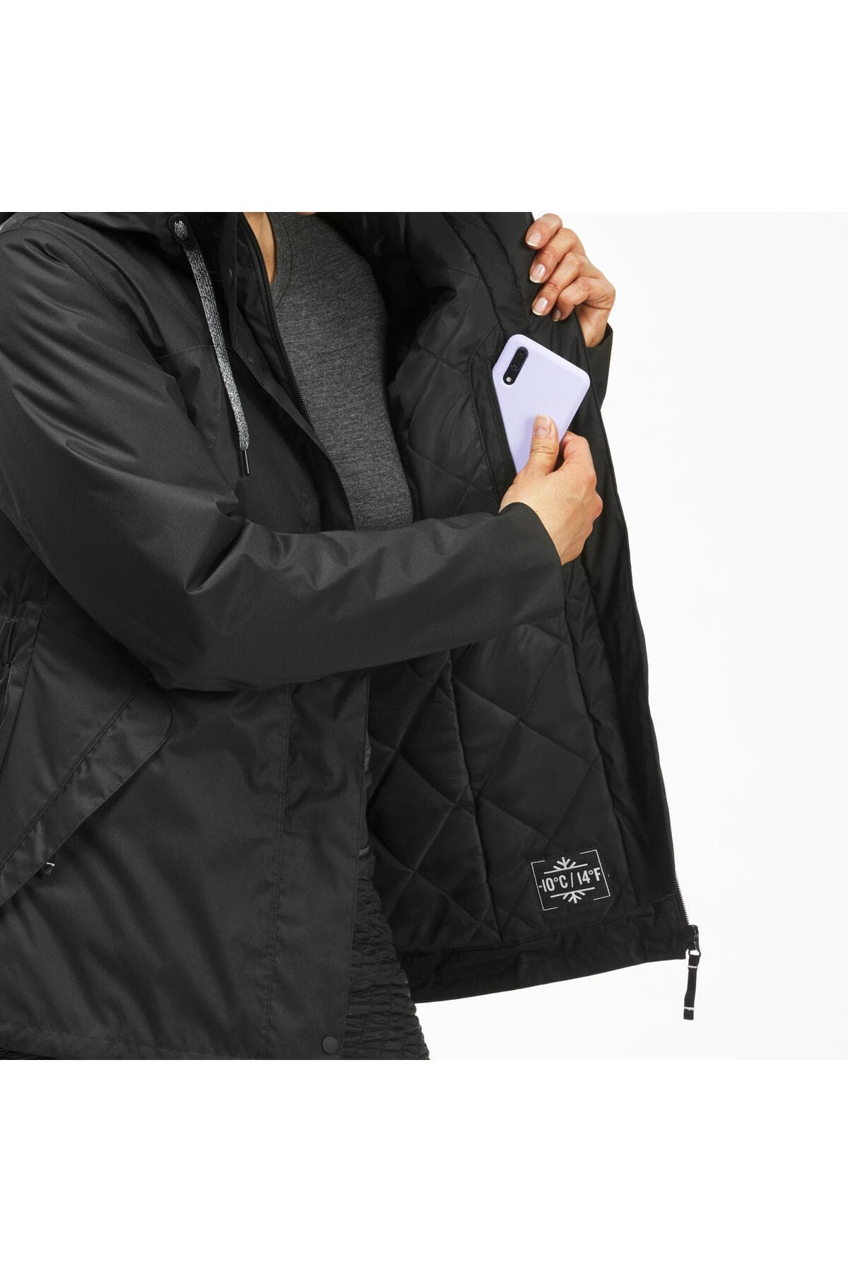 کاپشن زمستانی زنانه ضدآب Decathlon Quechua مشکی مناسب دمای -10 °C مدل NH500 کاپشن زمستانی زنانه ضدآب Decathlon Quechua مشکی مناسب دمای -10 °C مدل NH500