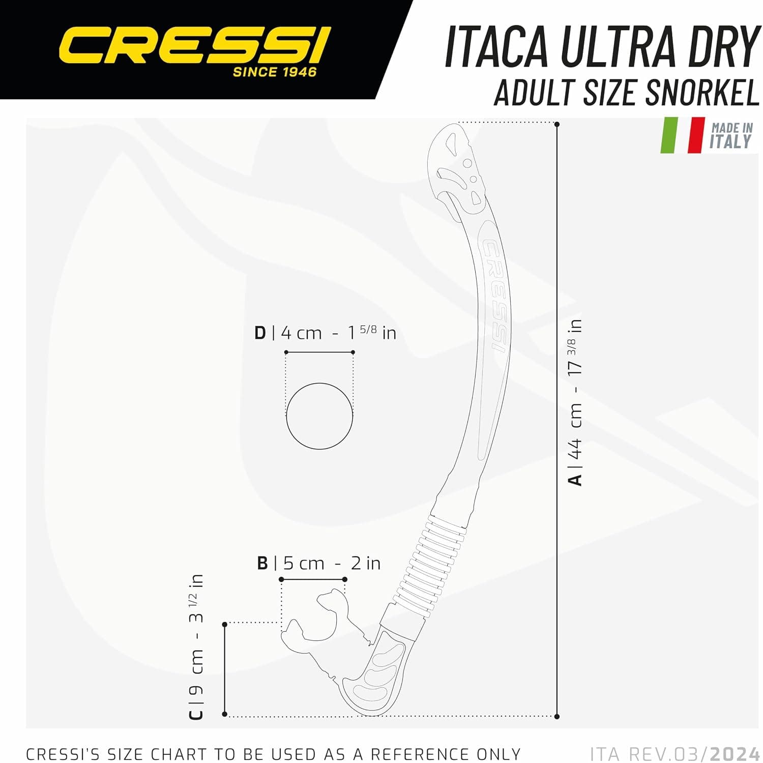 اسنورکل بزرگسال CRESSI تاشو درای غواصی و شنا مدل Alpha Ultra Dry اسنورکل بزرگسال CRESSI تاشو درای غواصی و شنا مدل Alpha Ultra Dry