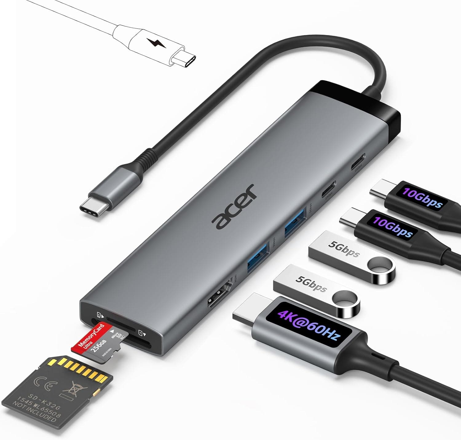 هاب USB-C هفتکاره Acer با خروجی 4K HDMI و کارتخوان SD هاب USB-C هفتکاره Acer با خروجی 4K HDMI و کارتخوان SD