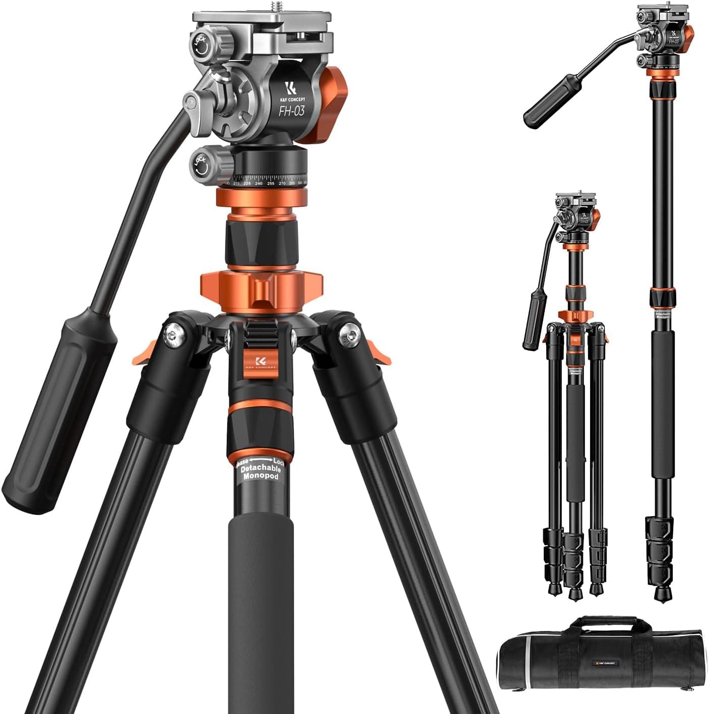سهپایه دوربین K&F CONCEPT آلومینیومی کامپکت با هد سیال، تحمل وزن 5 kg مدل K234A7+FH-03 سهپایه دوربین K&F CONCEPT آلومینیومی کامپکت با هد سیال، تحمل وزن 5 kg مدل K234A7+FH-03
