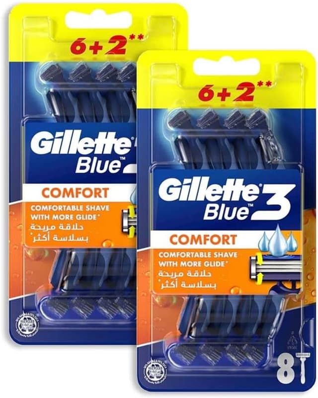 ریشتراش یکبار مصرف مردانه Gillette Blue3 Comfort 6+2 عددی بسته 2 تایی ریشتراش یکبار مصرف مردانه Gillette Blue3 Comfort 6+2 عددی بسته 2 تایی