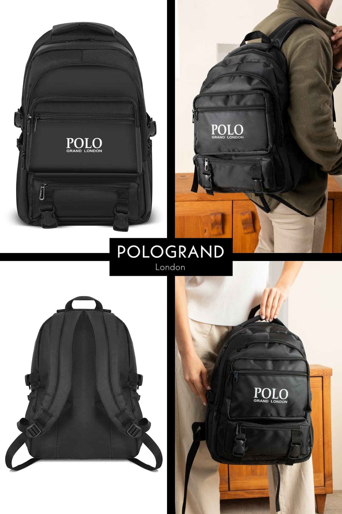 کولهپشتی یونیسکس POLOGRAND London چندجیبی حجم بالا ضدآب ارتوپدی ورزشی لپتاپ کولهپشتی یونیسکس POLOGRAND London چندجیبی حجم بالا ضدآب ارتوپدی ورزشی لپتاپ