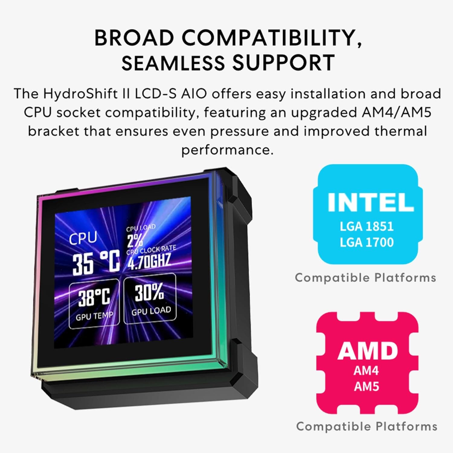 خنککننده مایع پردازنده Lian Li مدل Hydroshift II-S LCD 360TL ARGB، نمایشگر مربعی IPS 3.4 اینچی، مشکی خنککننده مایع پردازنده Lian Li مدل Hydroshift II-S LCD 360TL ARGB، نمایشگر مربعی IPS 3.4 اینچی، مشکی