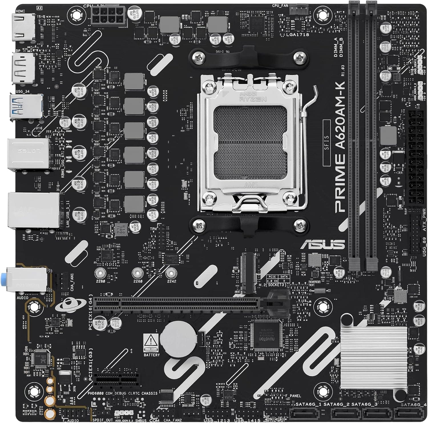 مادربرد ASUS Prime AMD A620 سوکت AM5 حافظه DDR5 mATX مدل A620M-K مادربرد ASUS Prime AMD A620 سوکت AM5 حافظه DDR5 mATX مدل A620M-K