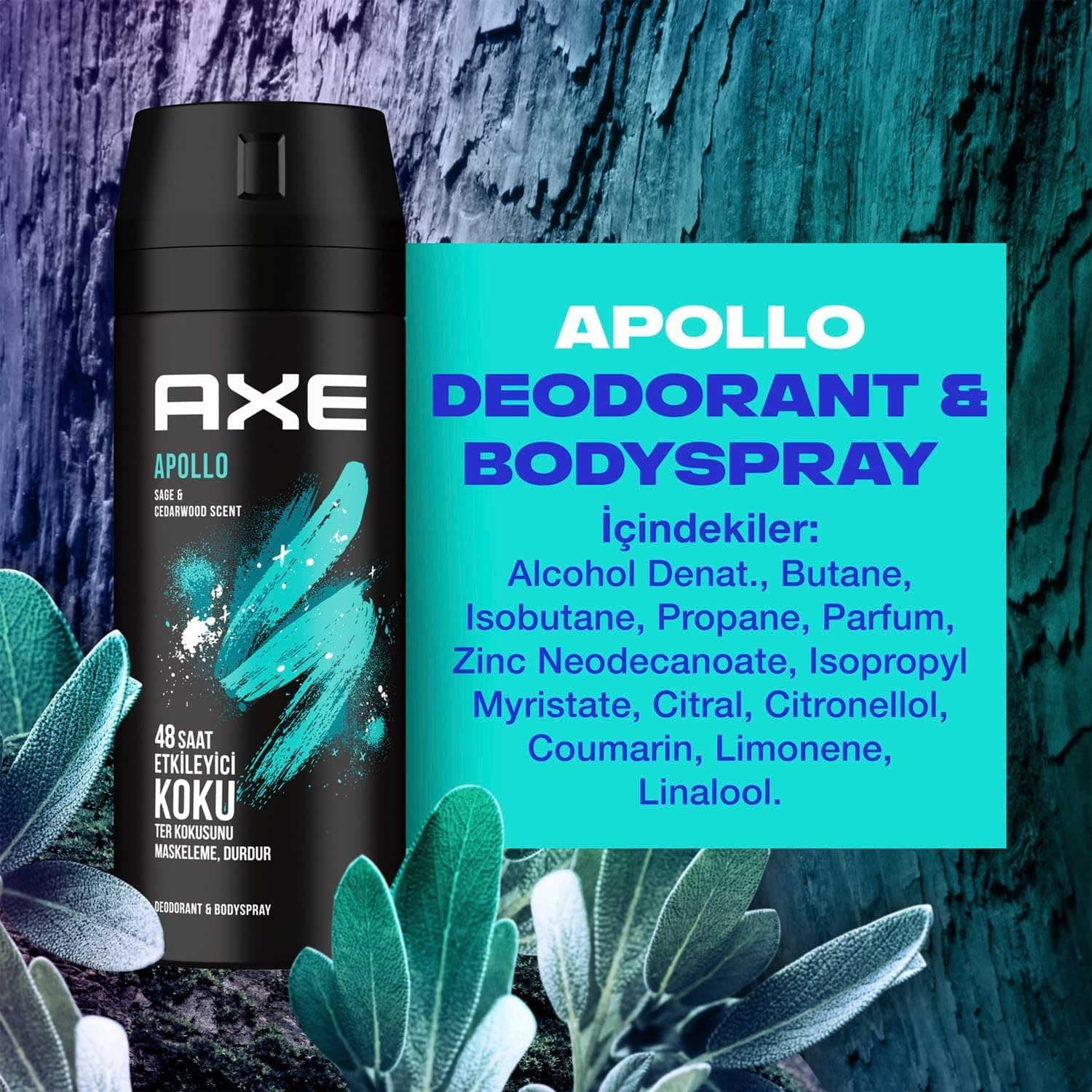 اسپری دئودورانت بدن مردانه AXE با ماندگاری 48 ساعته مدل Apollo 150 ml اسپری دئودورانت بدن مردانه AXE با ماندگاری 48 ساعته مدل Apollo 150 ml