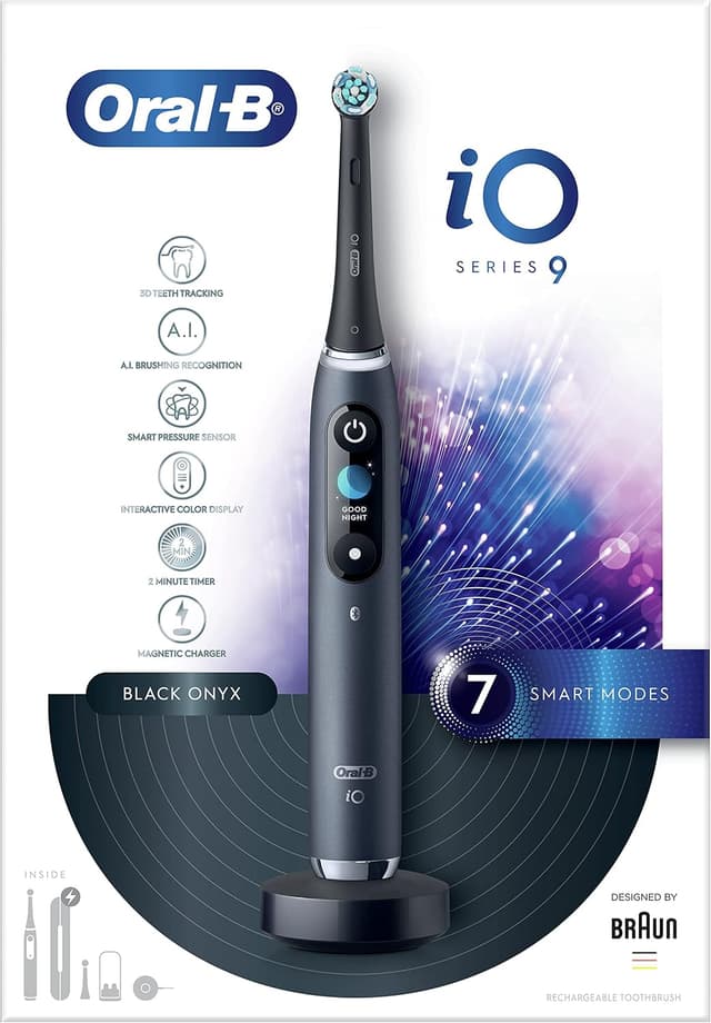مسواک برقی شارژی Oral-B با نمایشگر رنگی، 7 حالت، 1 دسته مشکی و 1 کیف مسافرتی مدل iO9 مسواک برقی شارژی Oral-B با نمایشگر رنگی، 7 حالت، 1 دسته مشکی و 1 کیف مسافرتی مدل iO9