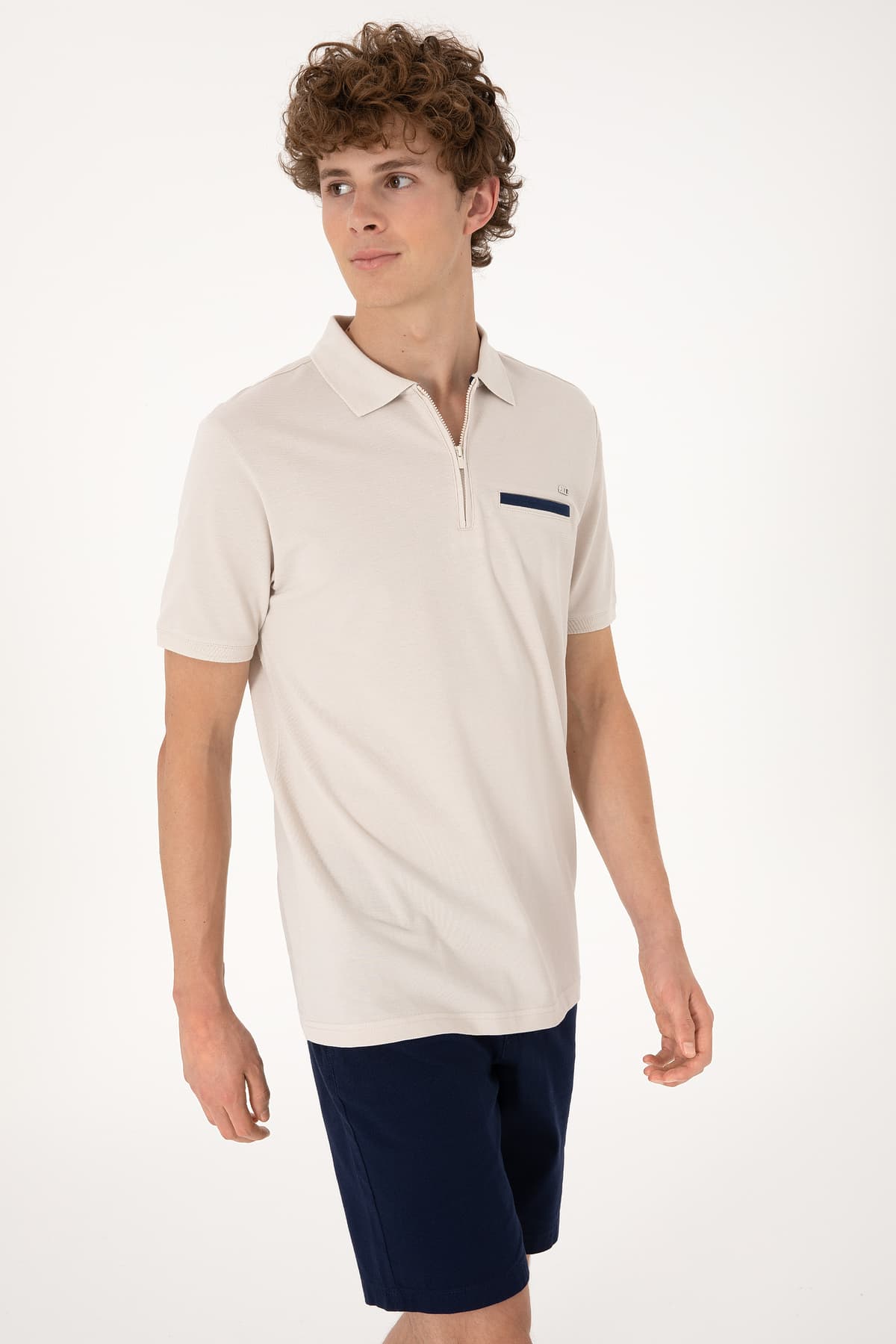 تیشرت مردانه U.S. Polo Assn. فیت معمولی زیپدار سنگی مدل 50306788-VR049 تیشرت مردانه U.S. Polo Assn. فیت معمولی زیپدار سنگی مدل 50306788-VR049