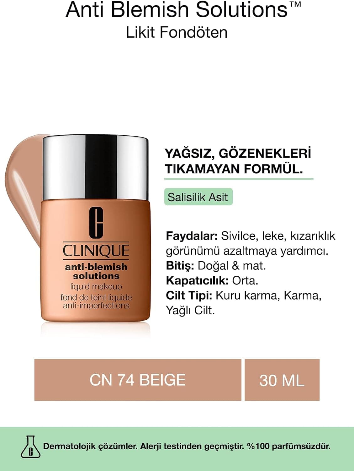 کرم پودر مایع Clinique Anti Blemish Solutions رنگ بژ CN74 کرم پودر مایع Clinique Anti Blemish Solutions رنگ بژ CN74