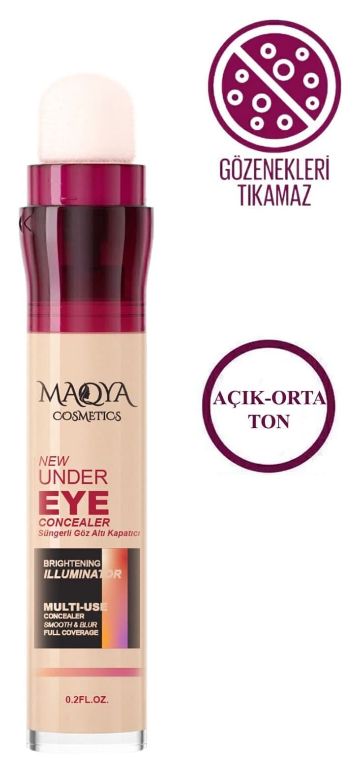 کانسیلر MAQYA Cosmetics پوشش قوی، مغذی و روشنکننده زیر چشم با اسفنج رنگ متوسط کانسیلر MAQYA Cosmetics پوشش قوی، مغذی و روشنکننده زیر چشم با اسفنج رنگ متوسط