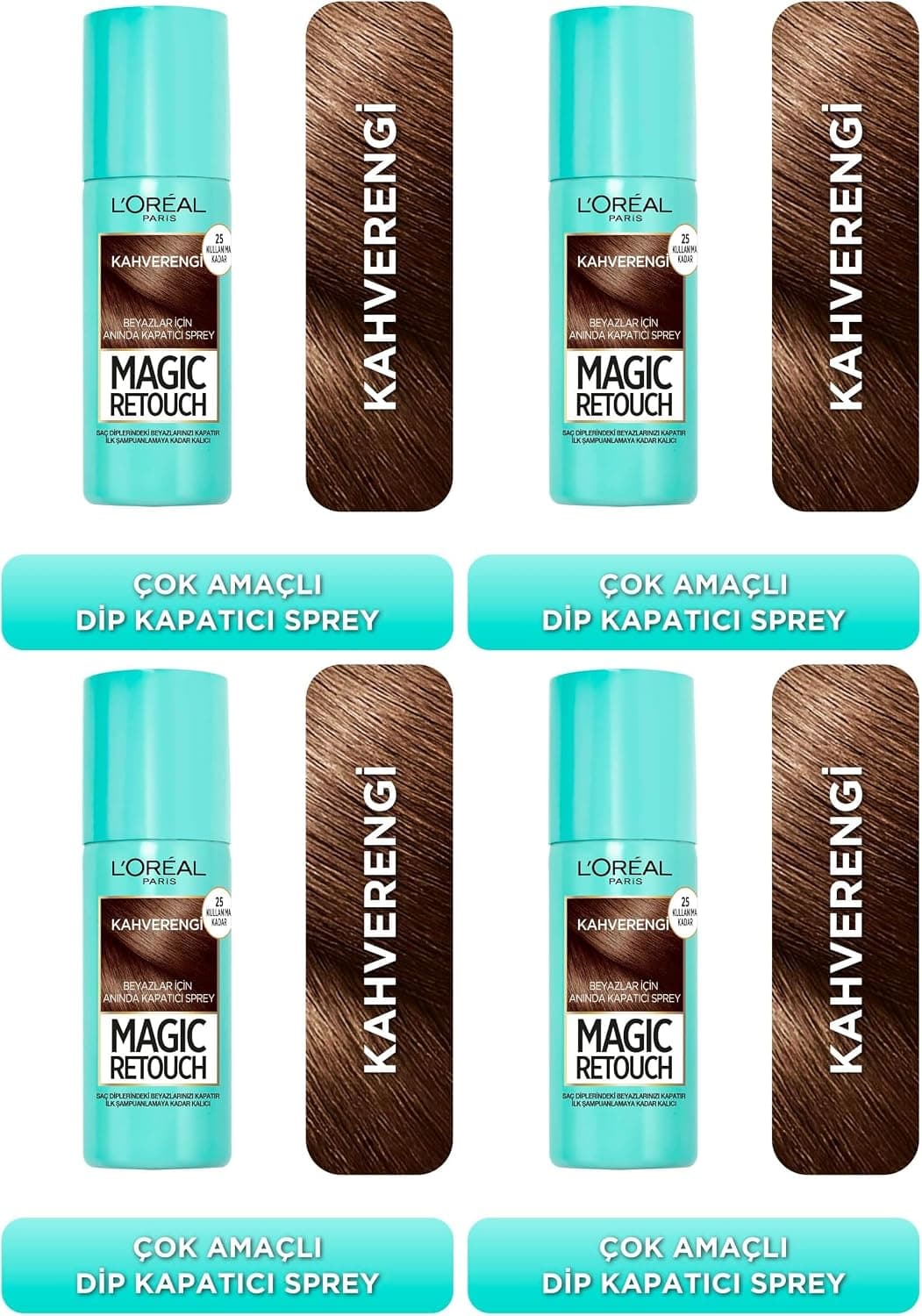 اسپری پوشاننده ریشه سفید مو L'Oreal Paris Magic Retouch قهوهای 75ml بسته 3 تایی اسپری پوشاننده ریشه سفید مو L'Oreal Paris Magic Retouch قهوهای 75ml بسته 3 تایی