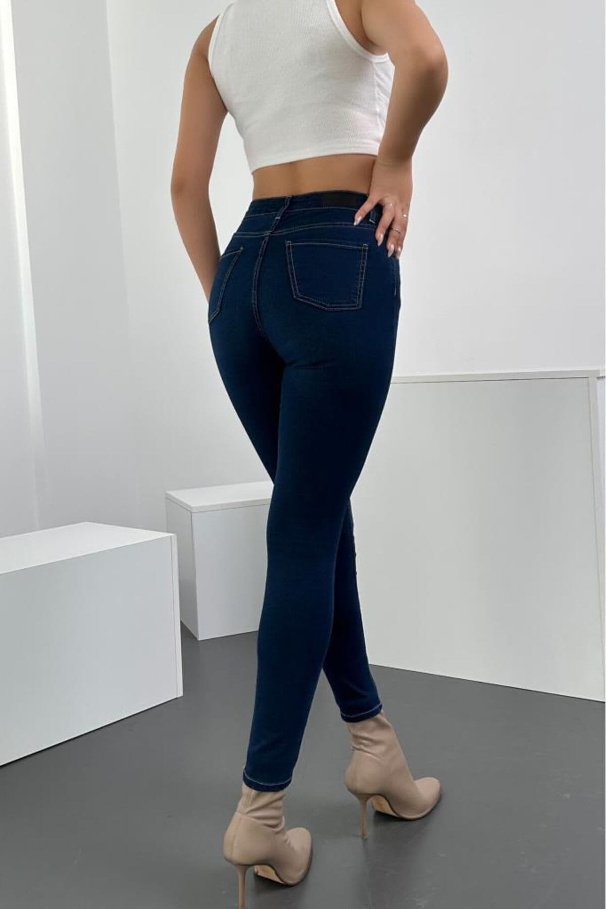 شلوار جین زنانه HLT JEANS آبی سوپر اسکینی فیت کمر بلند کشی مدل JENNİE-B.BLACK-A شلوار جین زنانه HLT JEANS آبی سوپر اسکینی فیت کمر بلند کشی مدل JENNİE-B.BLACK-A
