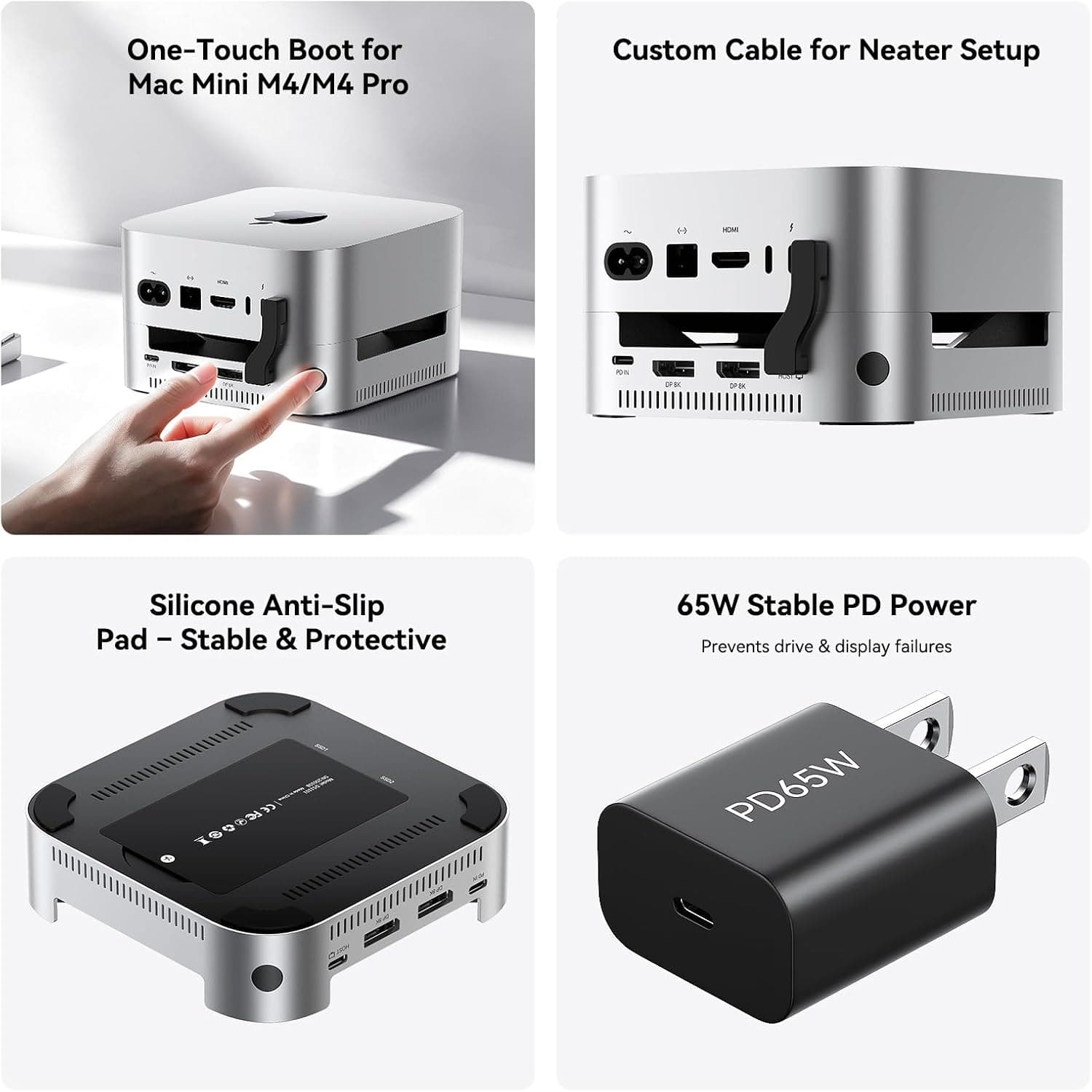 داک و استند Mac mini ACASIS با محفظه دوتایی NVMe 40Gbps داک و استند Mac mini ACASIS با محفظه دوتایی NVMe 40Gbps