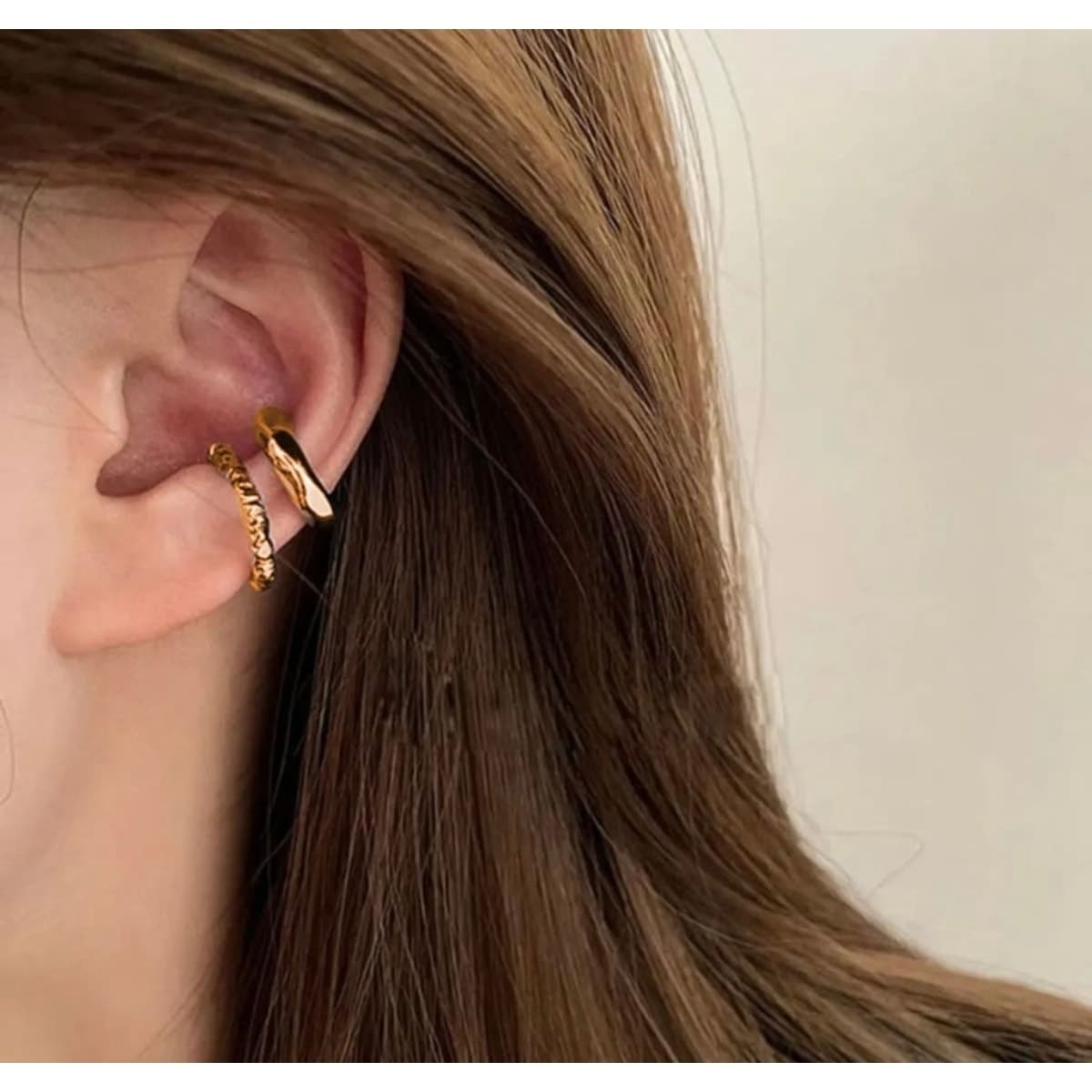 گوشواره کاف زنانه Genel Markalar غضروف Gold Cuff 2'Li گوشواره کاف زنانه Genel Markalar غضروف Gold Cuff 2'Li