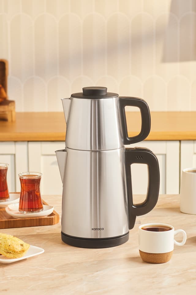 چایساز 2 In 1 Karaca Tea Break استیل مشکی چایساز 2 In 1 Karaca Tea Break استیل مشکی
