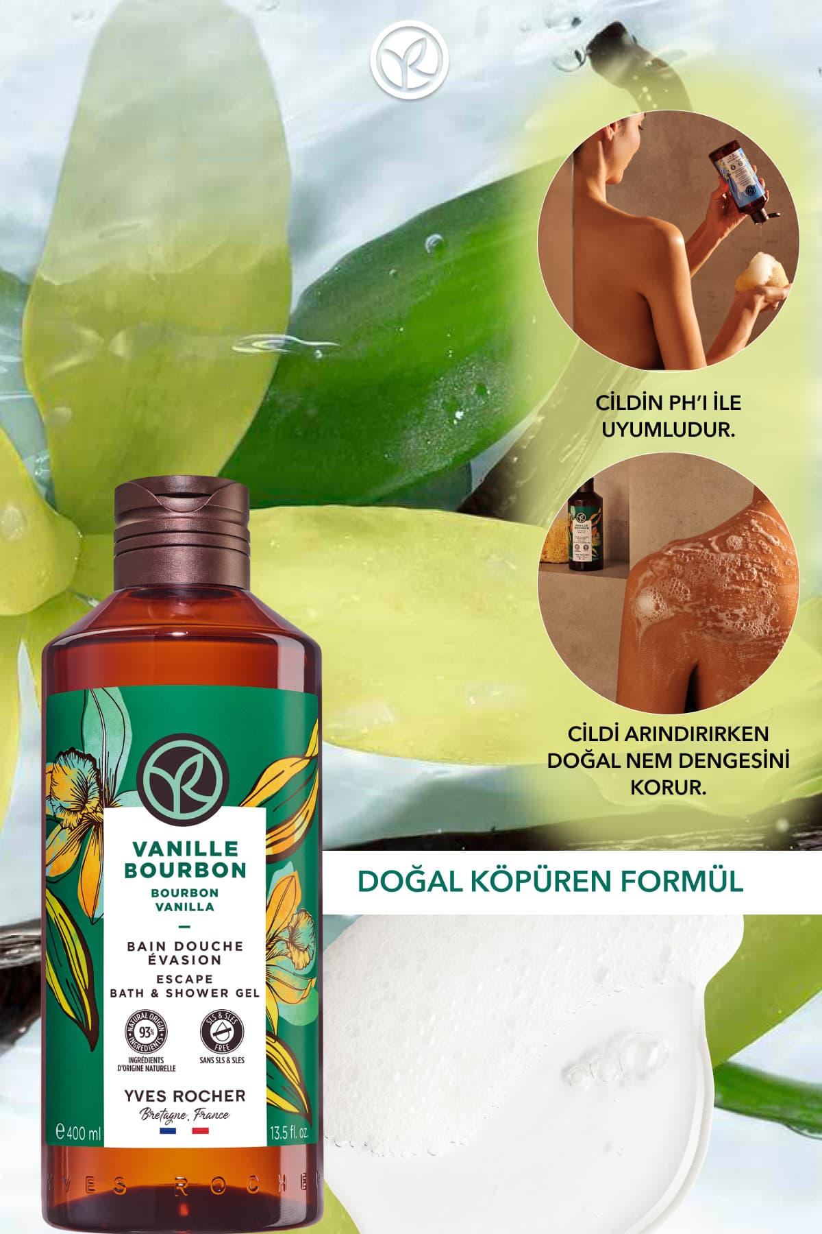 ژل دوش Yves Rocher مرطوبکننده با رایحه وانیل استوایی، بدون SLS و SLES، وگان 400ml ژل دوش Yves Rocher مرطوبکننده با رایحه وانیل استوایی، بدون SLS و SLES، وگان 400ml