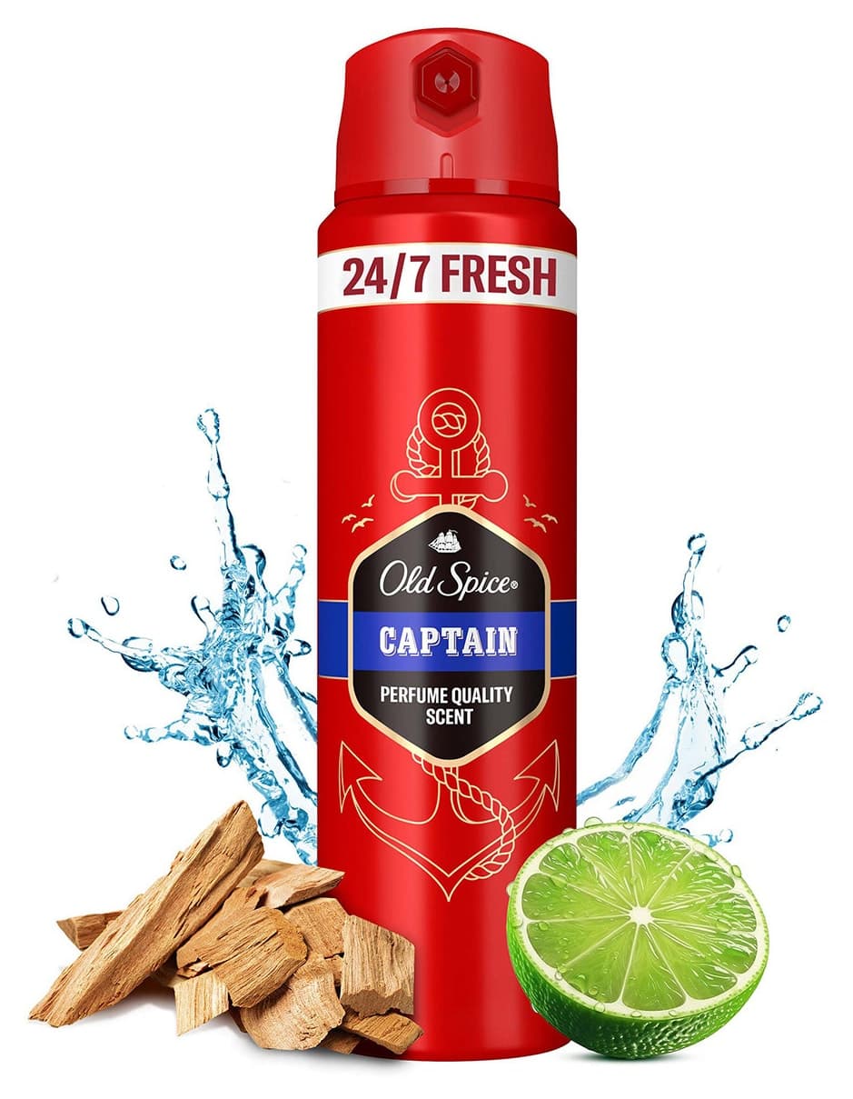 دئودورانت بدن مردانه Old Spice مدل Captain اسپری 150ml ×3 دئودورانت بدن مردانه Old Spice مدل Captain اسپری 150ml ×3