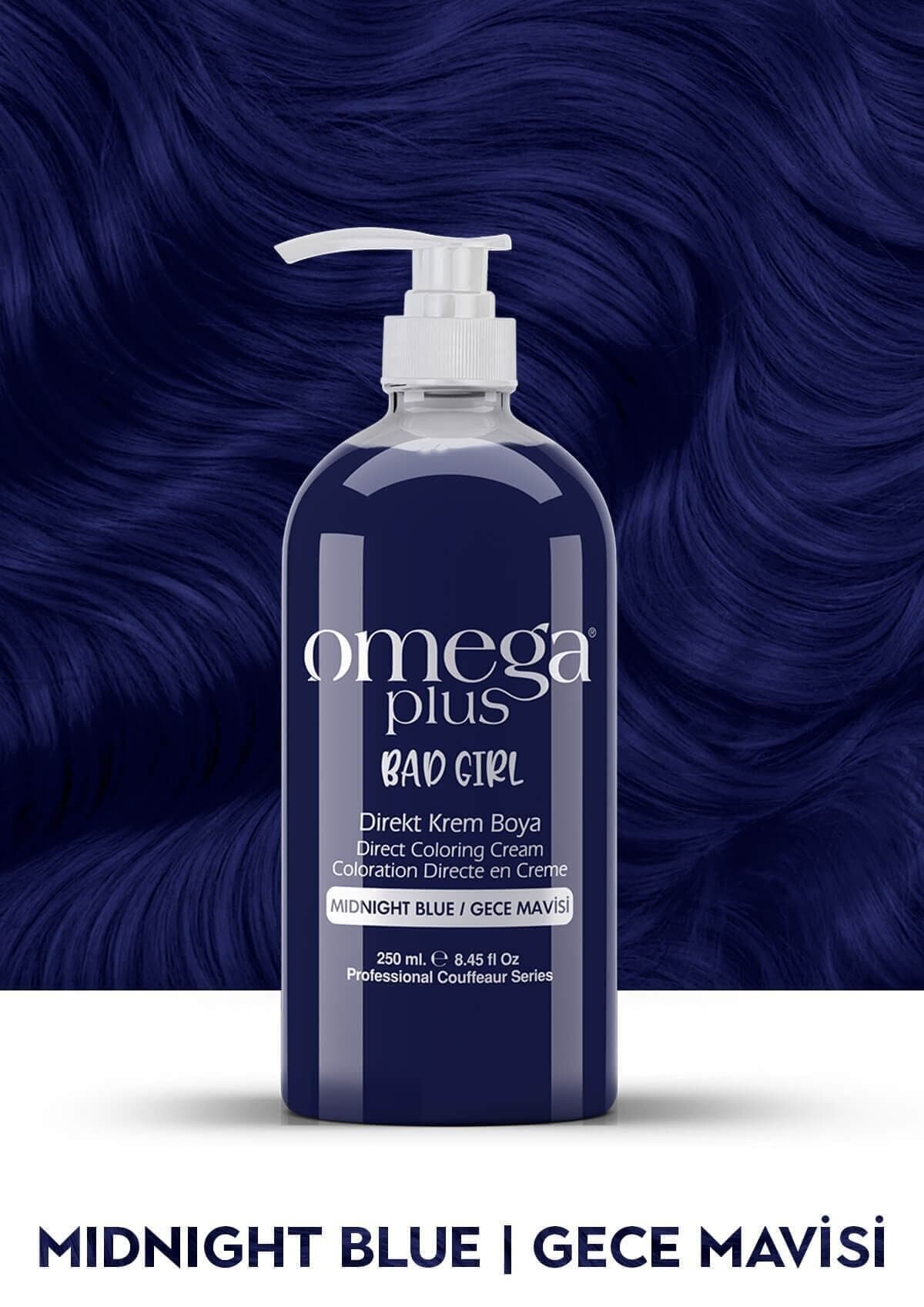 رنگ موی موقت بدون آمونیاک Omega Plus آبی شب 250 ml رنگ موی موقت بدون آمونیاک Omega Plus آبی شب 250 ml