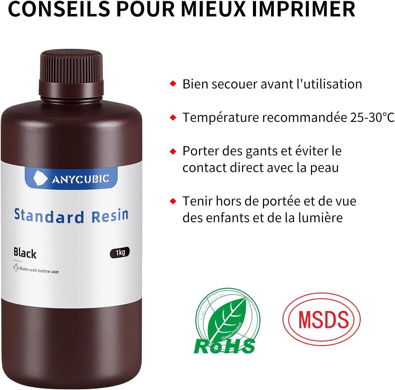 رزین پرینتر سه بعدی ANYCUBIC 405nm دقت بالا پخت سریع مشکی 1kg رزین پرینتر سه بعدی ANYCUBIC 405nm دقت بالا پخت سریع مشکی 1kg