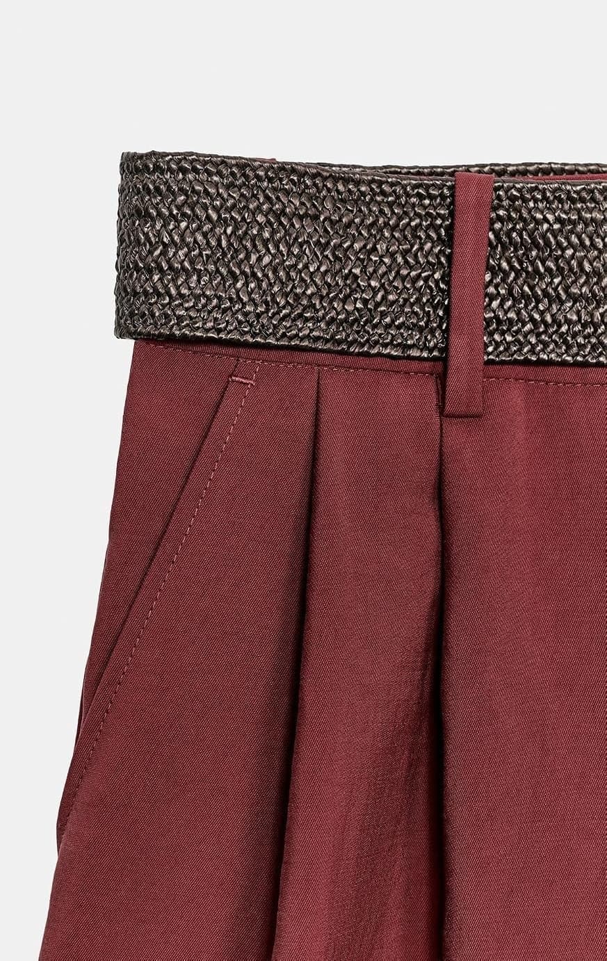 شورت برمودا زنانه Zara کمربندی چیندار شورت برمودا زنانه Zara کمربندی چیندار