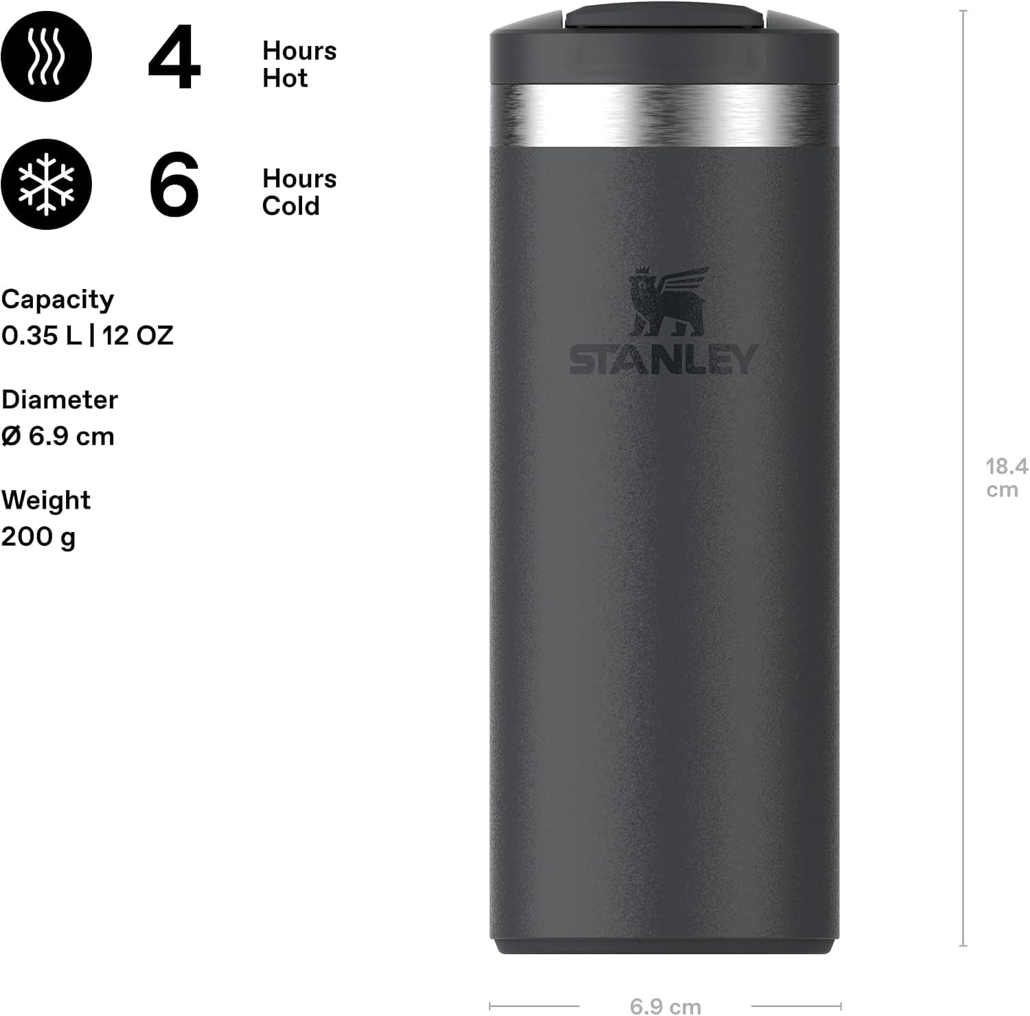 ماگ ترموس Stanley The Transit FlipTop مشکی 0.35 Litre 2.0 استیل ضدزنگ ماگ ترموس Stanley The Transit FlipTop مشکی 0.35 Litre 2.0 استیل ضدزنگ