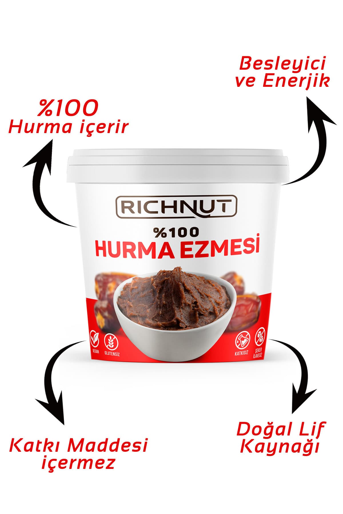 خمیر خرمای طبیعی RİCHNUT بدون افزودنی، پوره 100% خرما 1 Kg خمیر خرمای طبیعی RİCHNUT بدون افزودنی، پوره 100% خرما 1 Kg