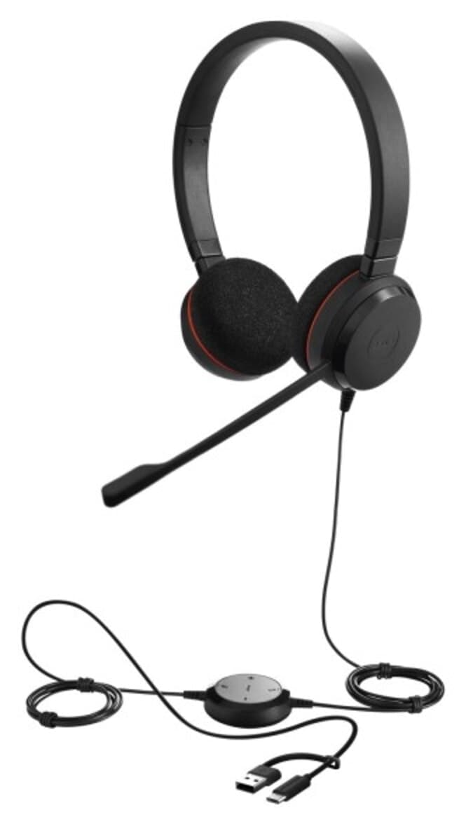 هدفون روی گوش با میکروفون Jabra مدل Evolve 20 Duo USB-C/A MS هدفون روی گوش با میکروفون Jabra مدل Evolve 20 Duo USB-C/A MS