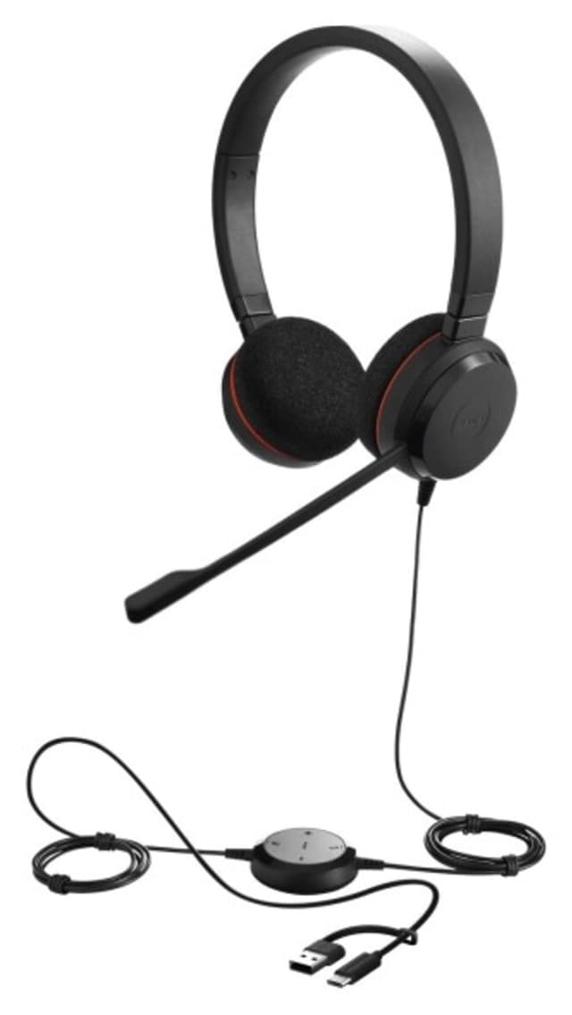 هدفون روی گوش با میکروفون Jabra مدل Evolve 20 Duo USB-C/A MS هدفون روی گوش با میکروفون Jabra مدل Evolve 20 Duo USB-C/A MS