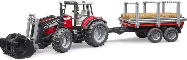 تراکتور Bruder Massey Ferguson 7480 با بیل و تریلر حمل کنده درخت مدل BR02046 تراکتور Bruder Massey Ferguson 7480 با بیل و تریلر حمل کنده درخت مدل BR02046