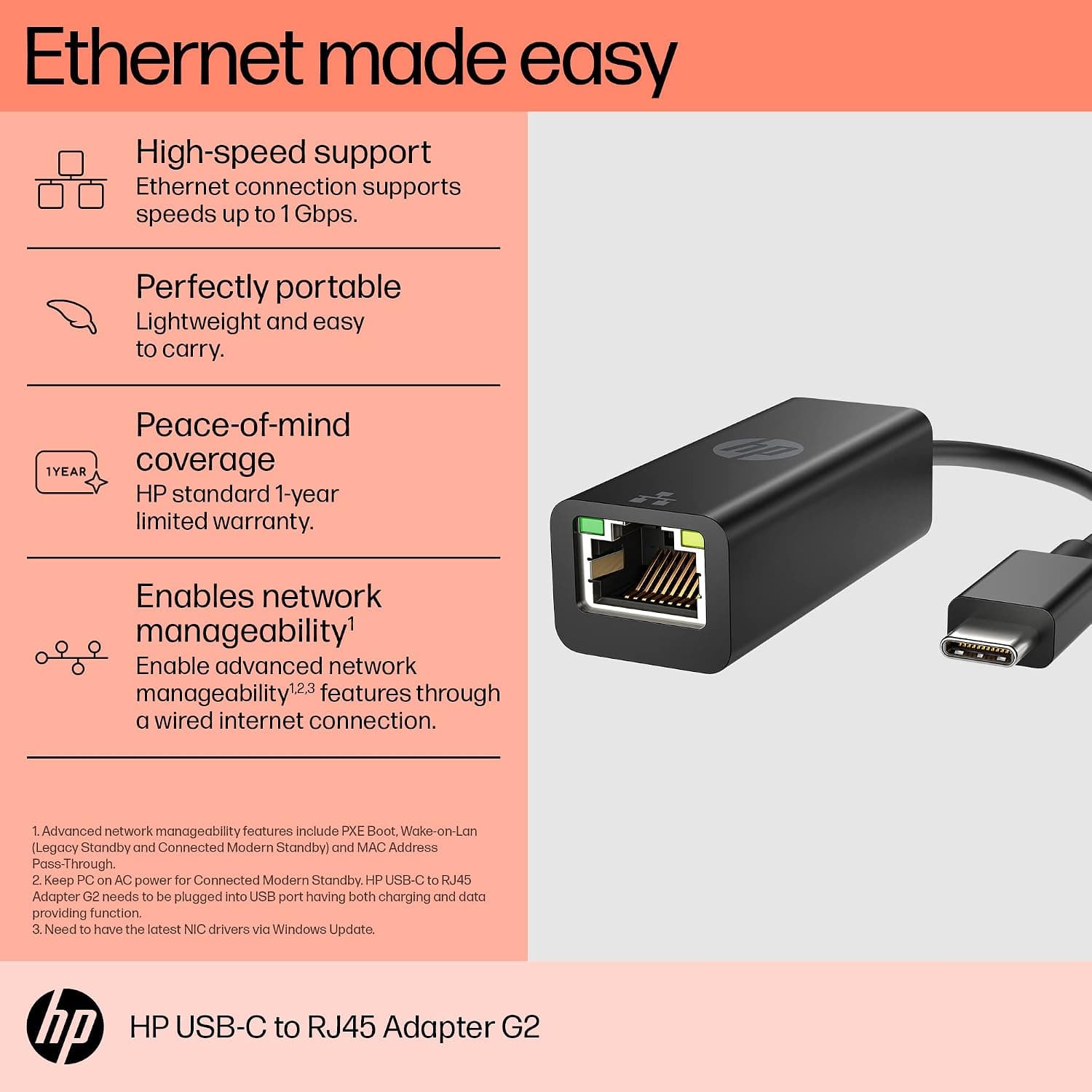مبدل USBC به RJ45 HP مدل G2 مبدل USBC به RJ45 HP مدل G2