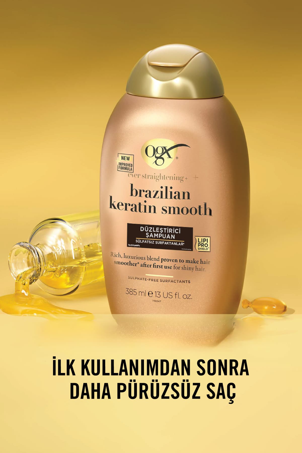 شامپو زنانه OGX Brazilian Keratin Smooth صافکننده بدون سولفات 385 ml شامپو زنانه OGX Brazilian Keratin Smooth صافکننده بدون سولفات 385 ml