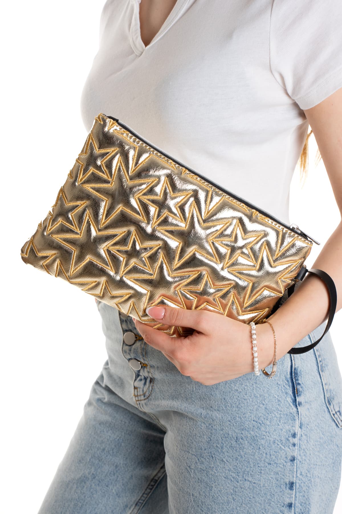 کیف کلاچ زنانه Adelina Bags طلایی گلدوزی ستارهای آستر ساتن بند مچی کیف کلاچ زنانه Adelina Bags طلایی گلدوزی ستارهای آستر ساتن بند مچی