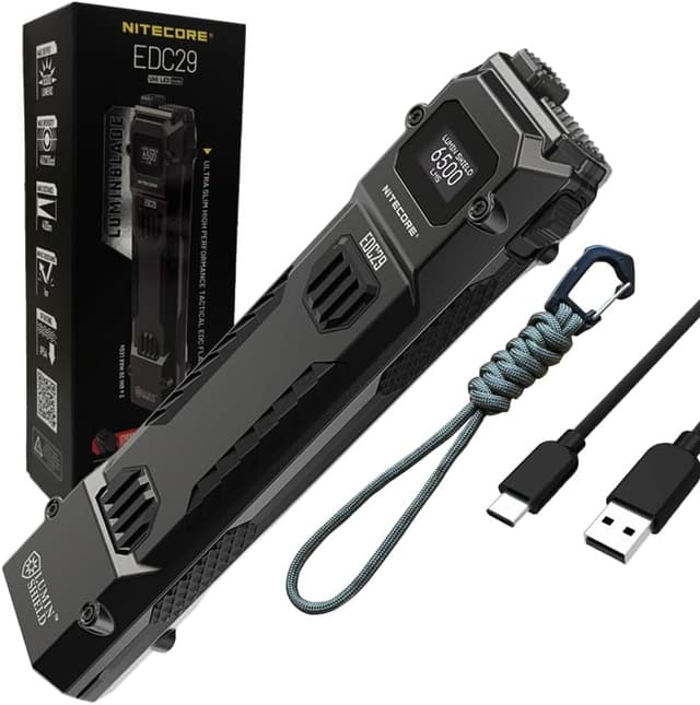 چراغقوه شارژی قابل حمل روزمره Nitecore با روشنایی 6500 لومن و کابل شارژ Eco-Sensa USB-C مدل EDC29 چراغقوه شارژی قابل حمل روزمره Nitecore با روشنایی 6500 لومن و کابل شارژ Eco-Sensa USB-C مدل EDC29