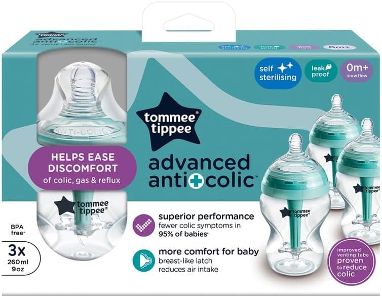 شیشه شیر کودک Tommee Tippee ضد نفخ نوک شبیه سینه خودضدعفونیشونده 260ml بسته 3تایی شیشه شیر کودک Tommee Tippee ضد نفخ نوک شبیه سینه خودضدعفونیشونده 260ml بسته 3تایی