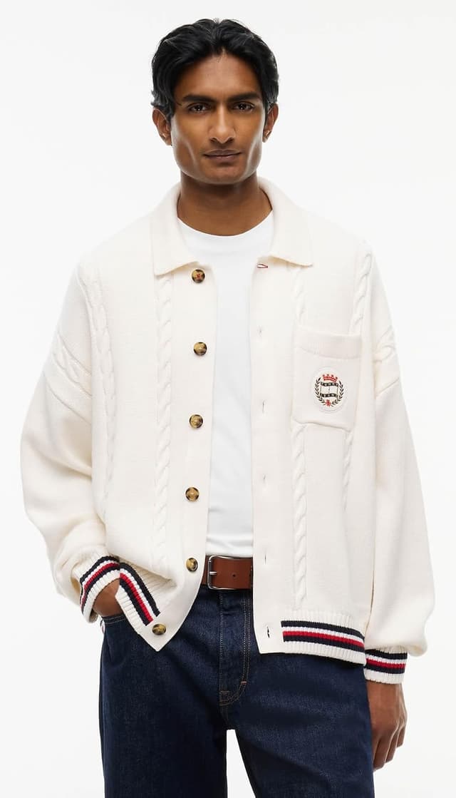 کاردیگان مردانه Tommy Jeans سفید شکسته کاردیگان مردانه Tommy Jeans سفید شکسته