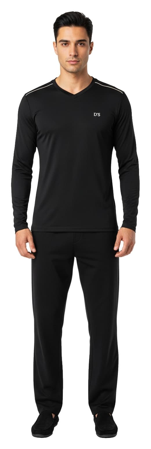 ست پیژامه مردانه D'S Damat نخی یقه V مشکی Maschio ست پیژامه مردانه D'S Damat نخی یقه V مشکی Maschio