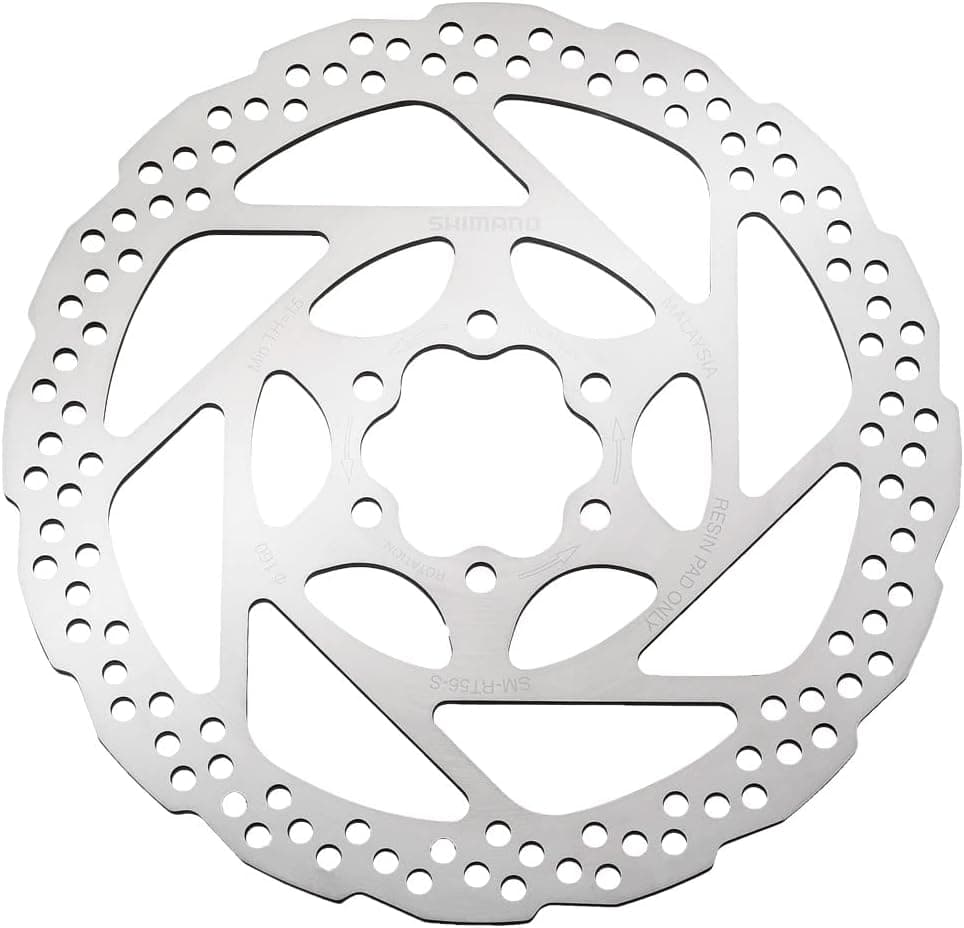 دیسک ترمز دوچرخه بزرگسالان SHIMANO چندرنگ 160 mm ششپیچ رزینی مدل RT56 دیسک ترمز دوچرخه بزرگسالان SHIMANO چندرنگ 160 mm ششپیچ رزینی مدل RT56
