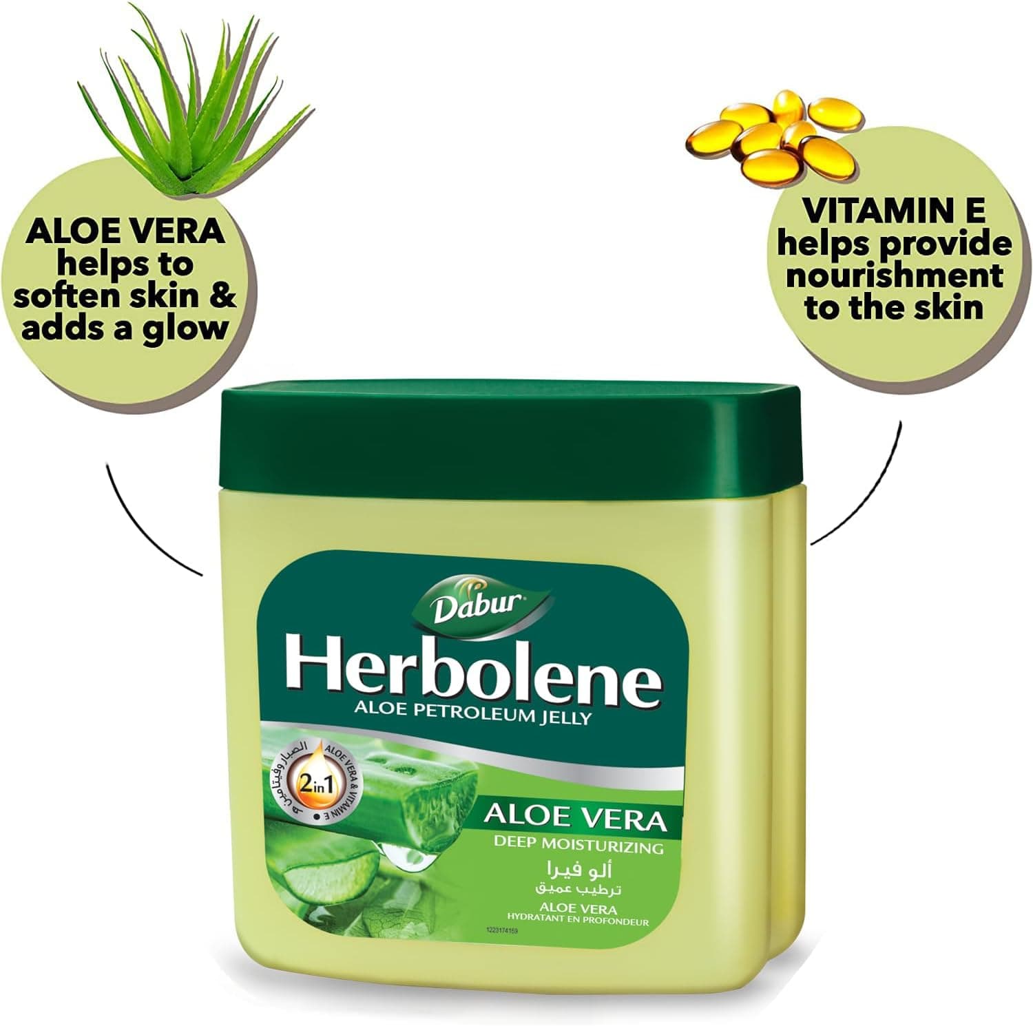 وازلین Dabur Herbolene با آلوئه ورا و ویتامین E 425+115ml وازلین Dabur Herbolene با آلوئه ورا و ویتامین E 425+115ml