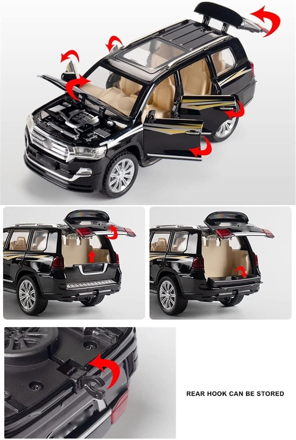 ماشین اسباببازی کودکان YBSM مدل Toyota Land-Cruiser مقیاس 1:32 آلیاژی مشکی عقبکش با صدا و نور ماشین اسباببازی کودکان YBSM مدل Toyota Land-Cruiser مقیاس 1:32 آلیاژی مشکی عقبکش با صدا و نور