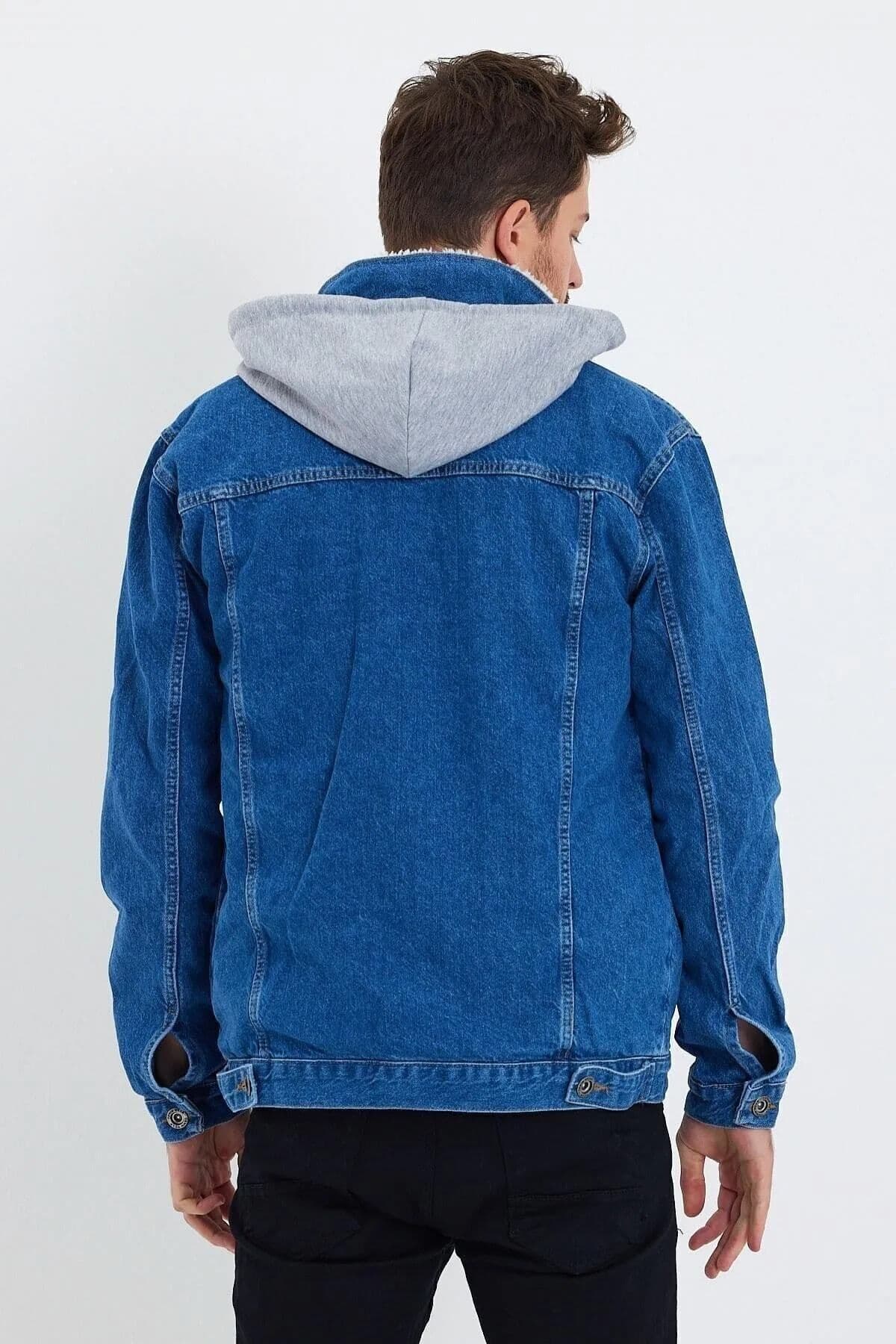 کاپشن جین مردانه DAMGA JEANS کلاهدار آستر خزدار آبی کاپشن جین مردانه DAMGA JEANS کلاهدار آستر خزدار آبی