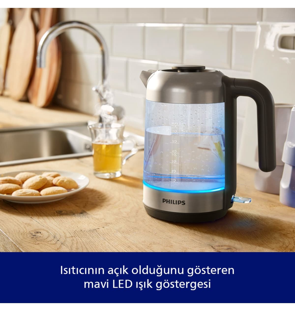 کتری برقی شیشهای Philips سری 5000 با توان 2200W و خاموشی خودکار مدل HD9339/80 کتری برقی شیشهای Philips سری 5000 با توان 2200W و خاموشی خودکار مدل HD9339/80