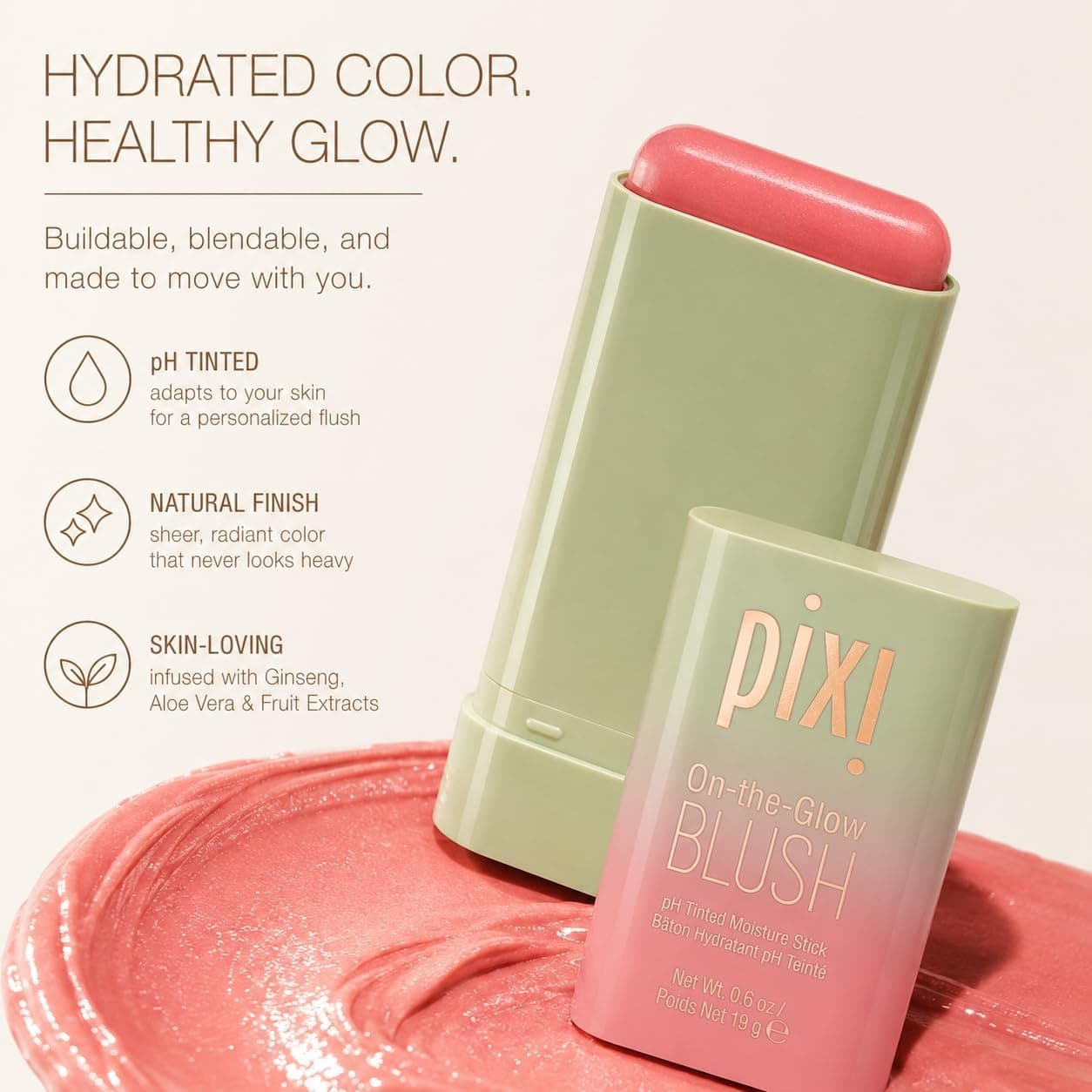 رژگونه استیکی لب و گونه Pixi مدل On-the-Glow CheekTone، آبرسان رنگی واکنشپذیر با pH، 19g رژگونه استیکی لب و گونه Pixi مدل On-the-Glow CheekTone، آبرسان رنگی واکنشپذیر با pH، 19g